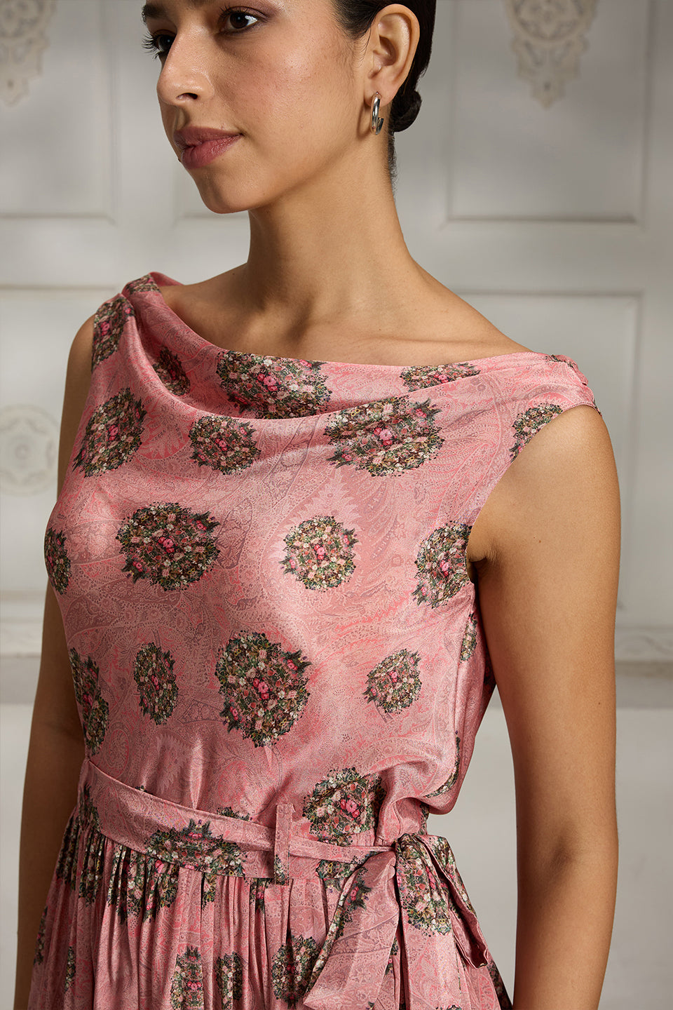 Cowl Neck Printed Dress