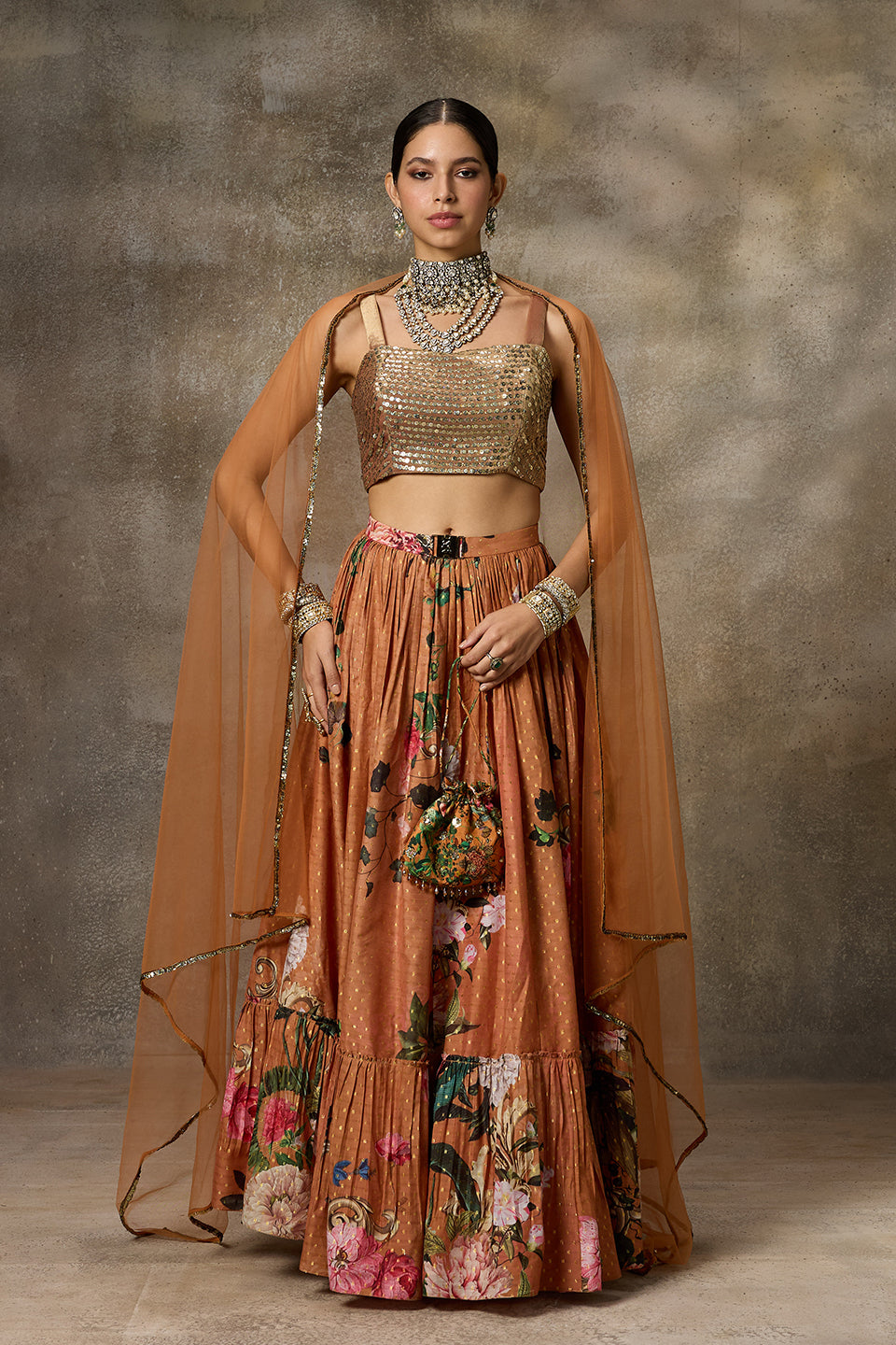 Rust and Gold Lehenga Set