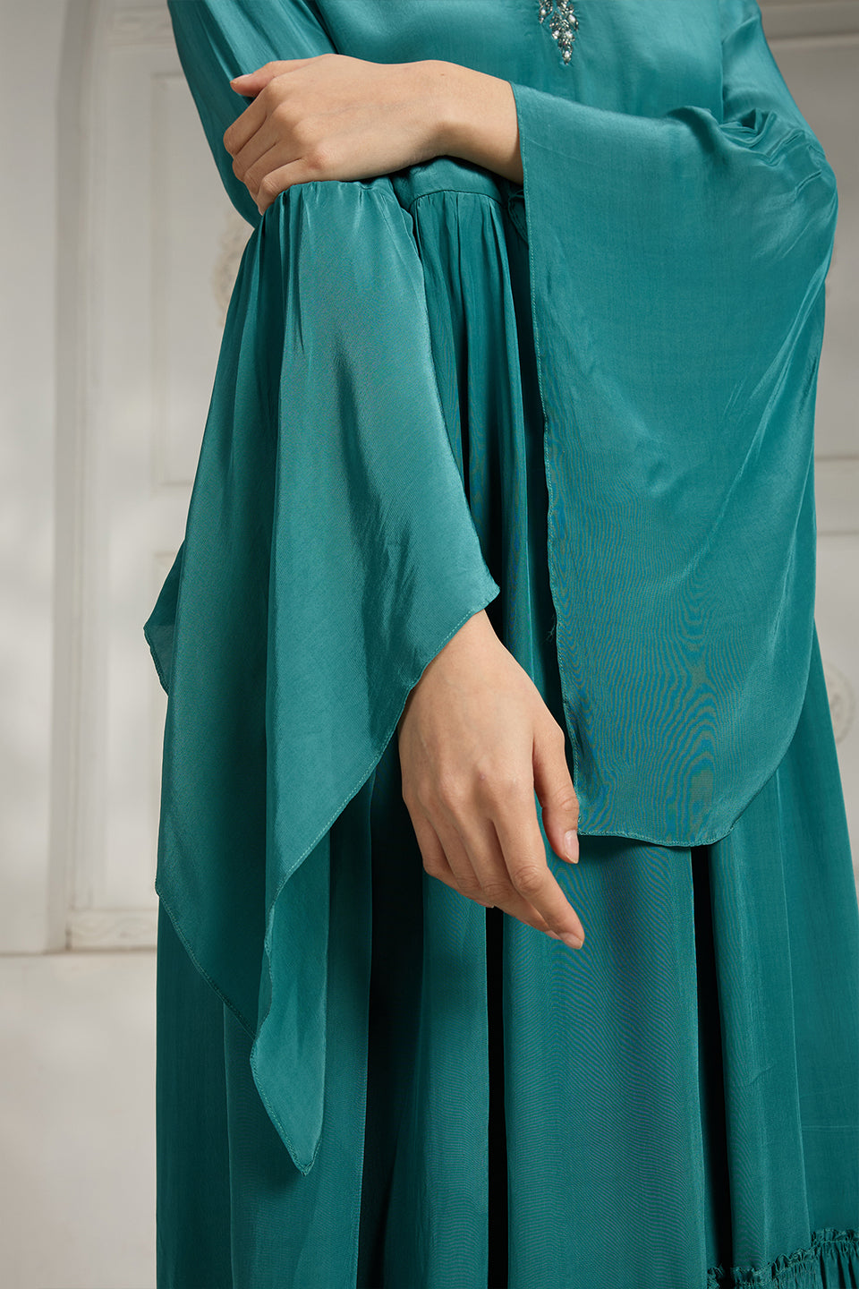 Teal Embroidered Dress