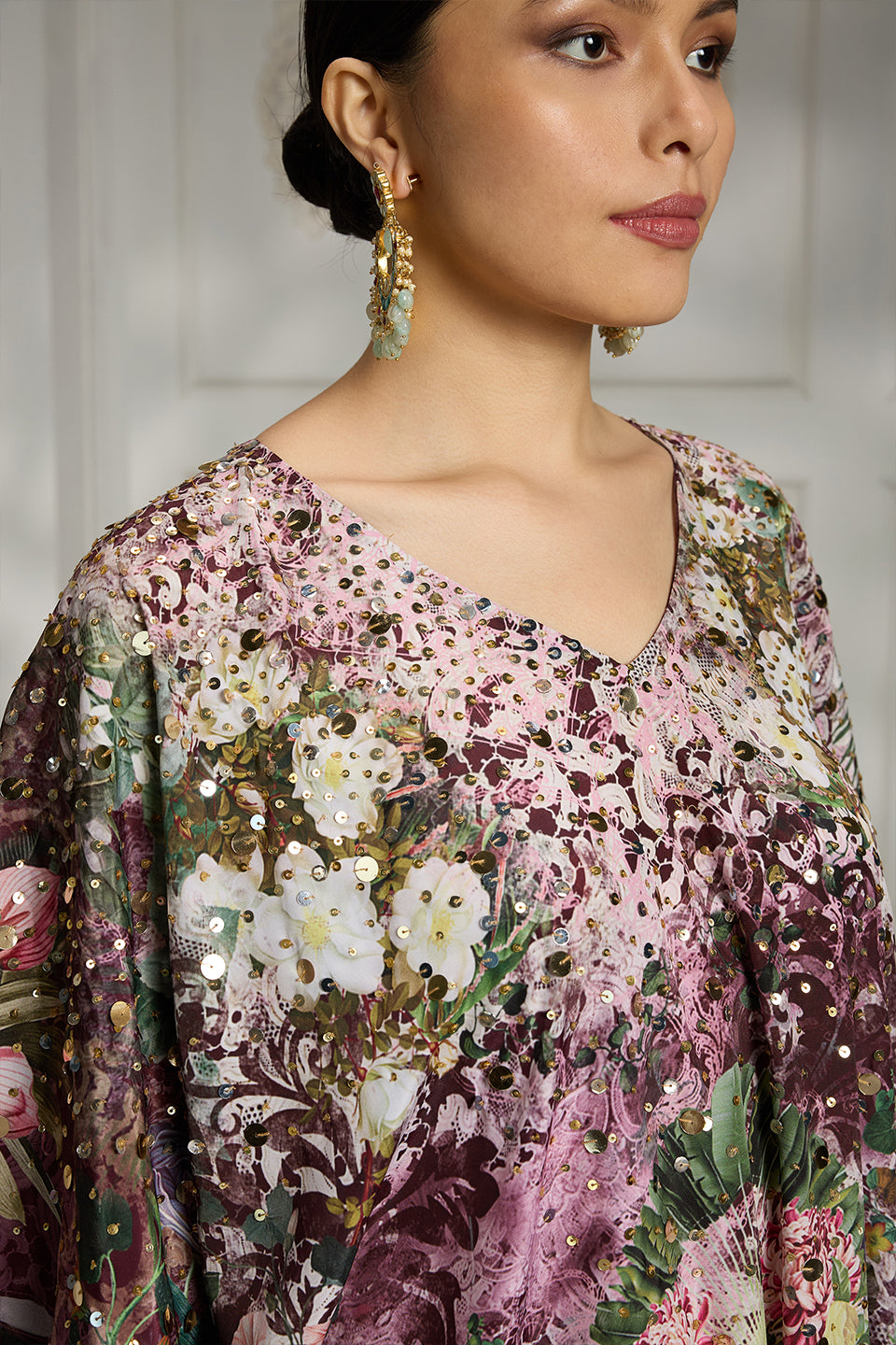 Maroon Printed Tunic Set