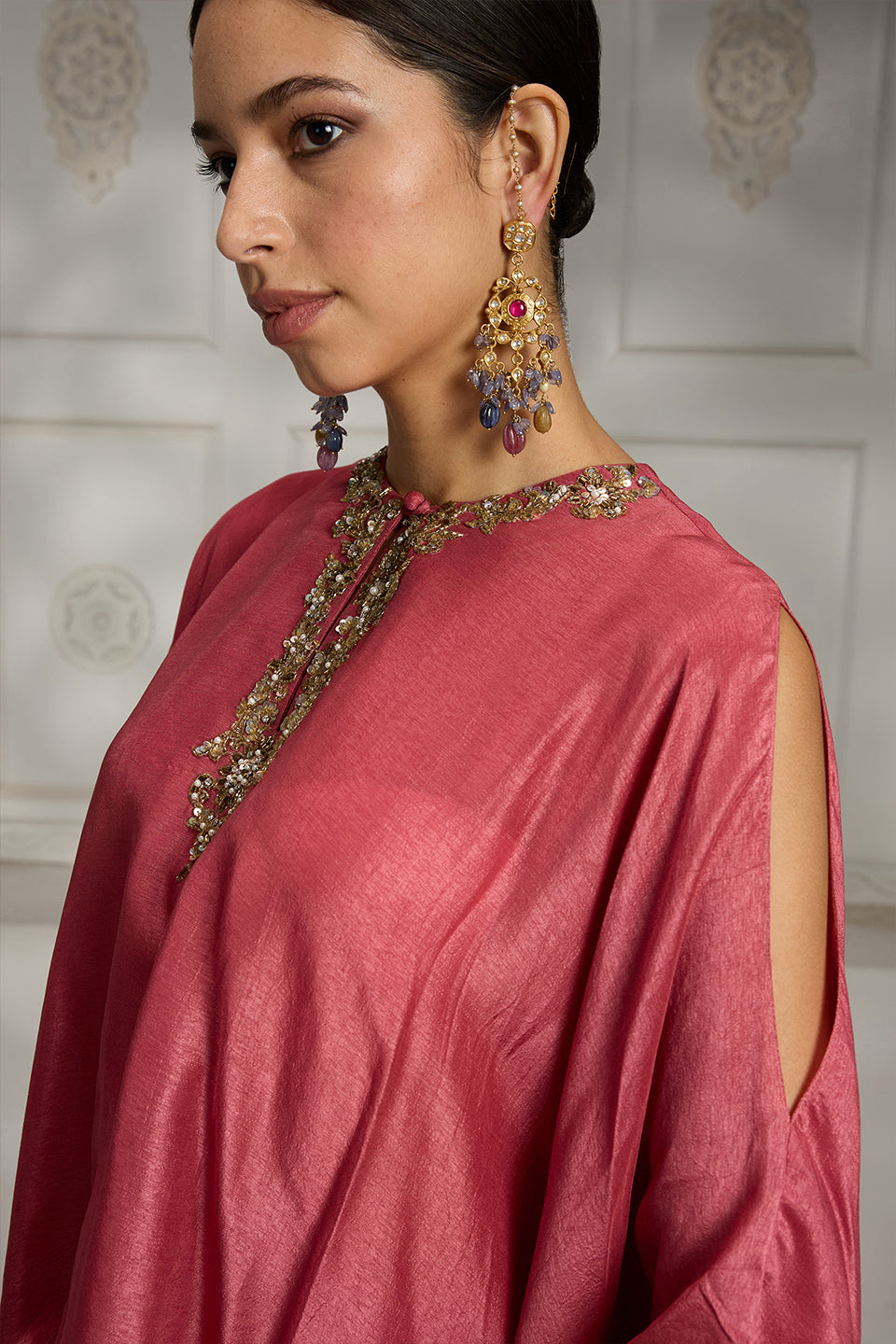 Onion Pink Draped Dhoti Set