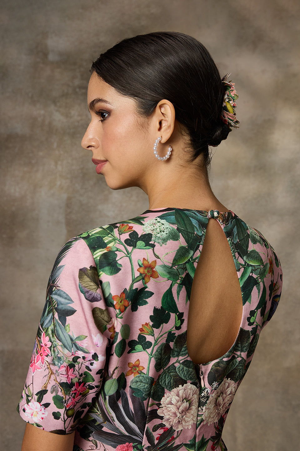 Pink Botanical Printed Gown