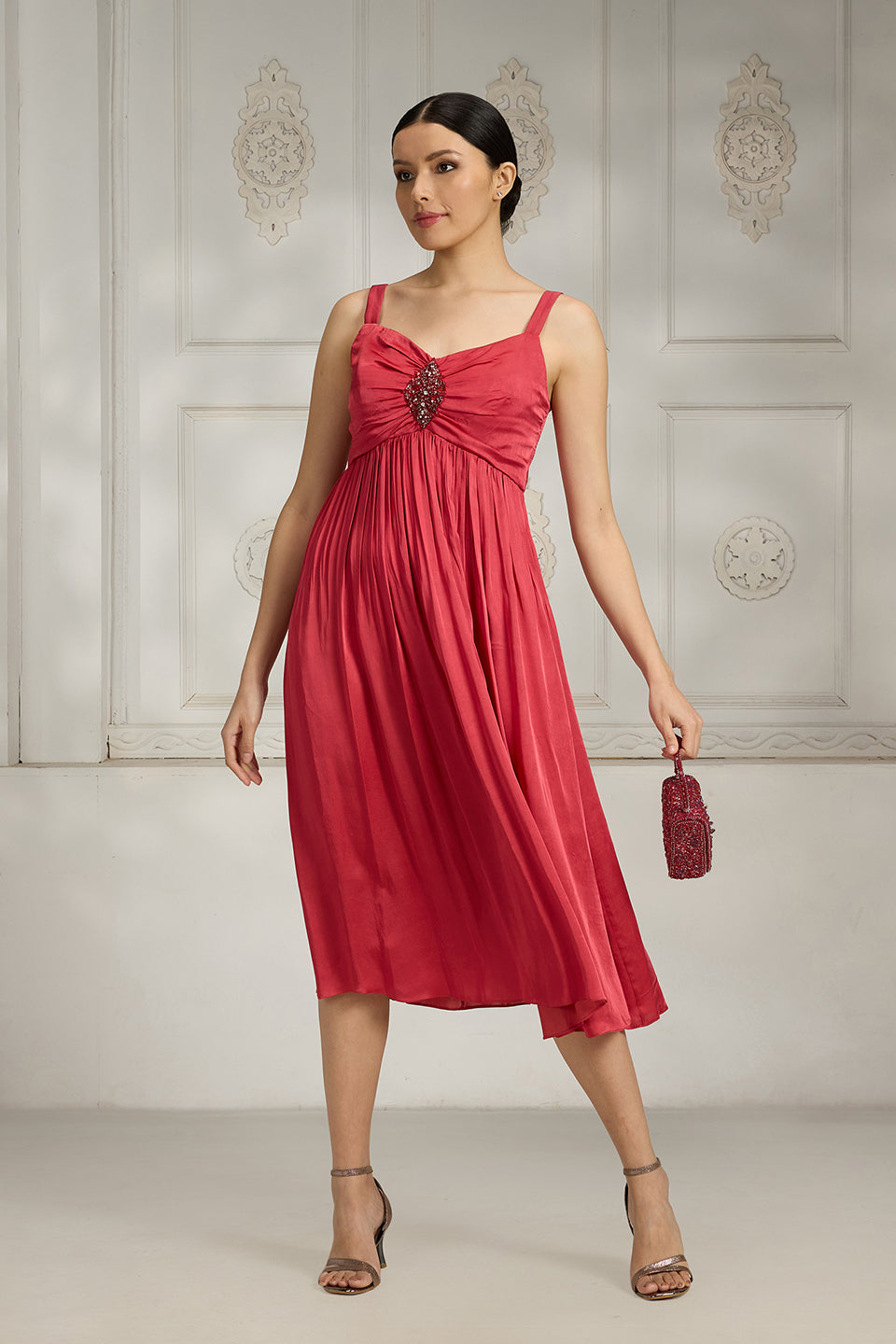 Red Embroidered Dress