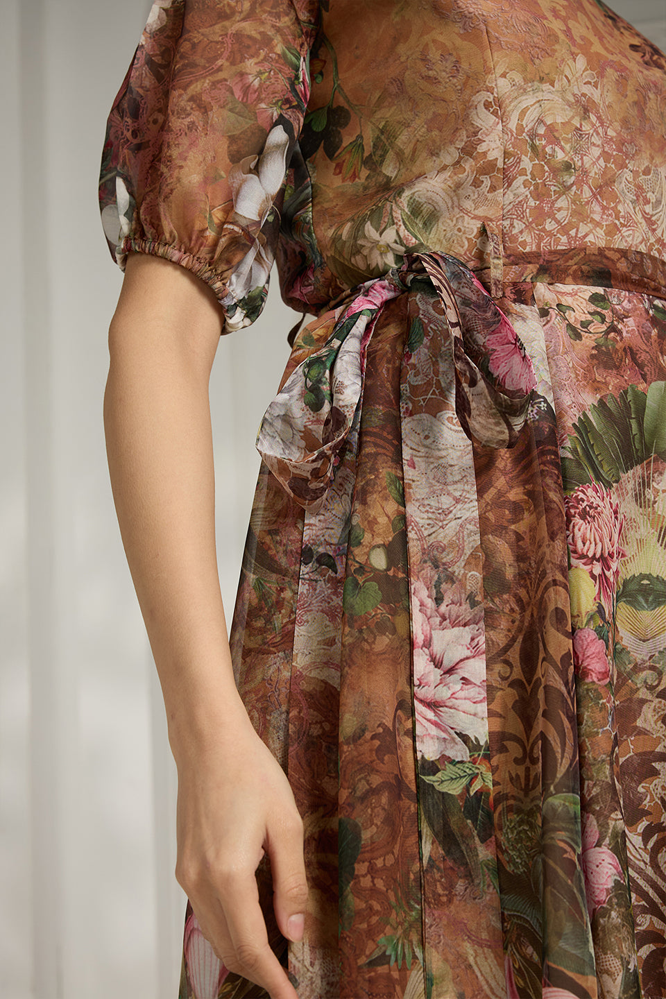 Printed Rust Organza Dress