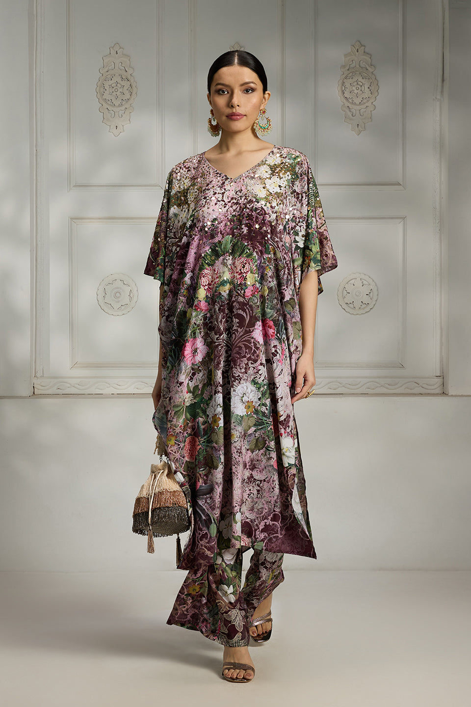 Maroon Printed Tunic Set