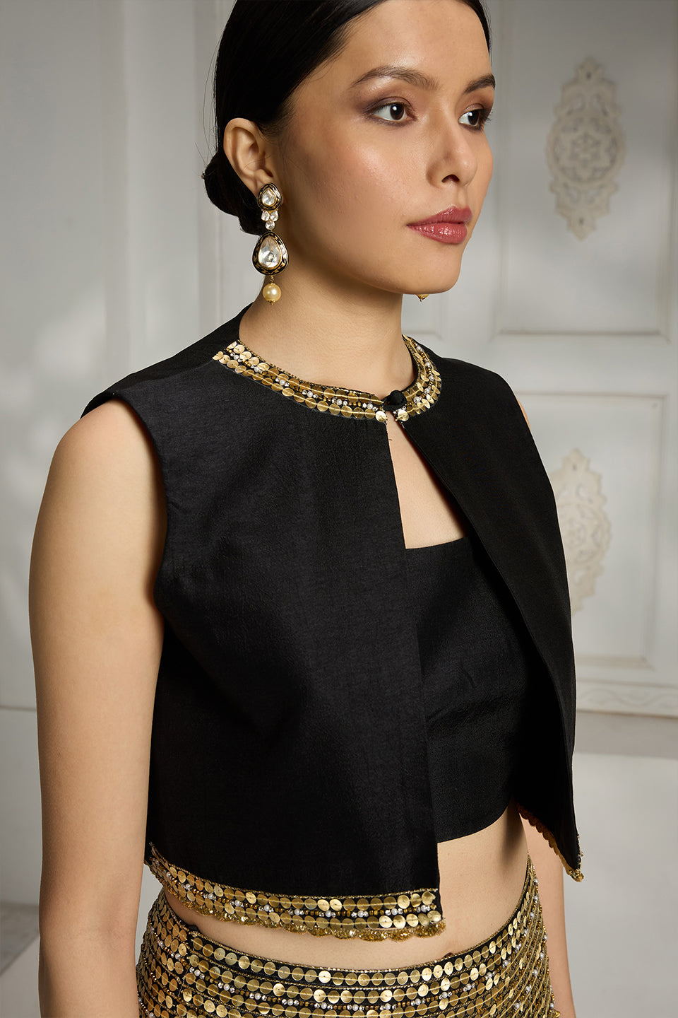 Black Short Jacket Cape Set