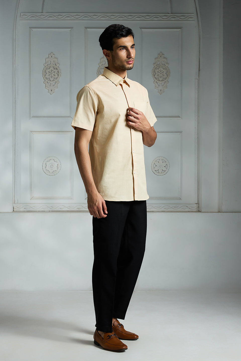Beige Solid Shirt