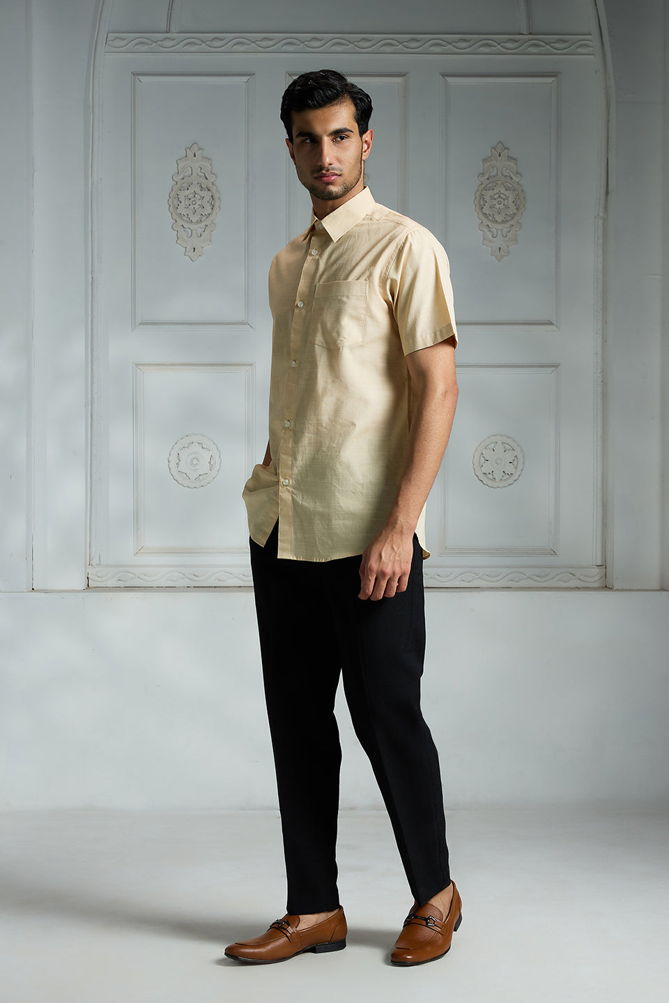 Beige Solid Shirt
