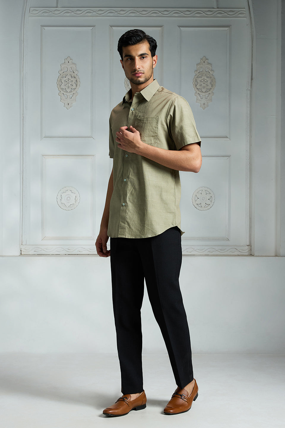 Green Casual Regular Fit Shirt