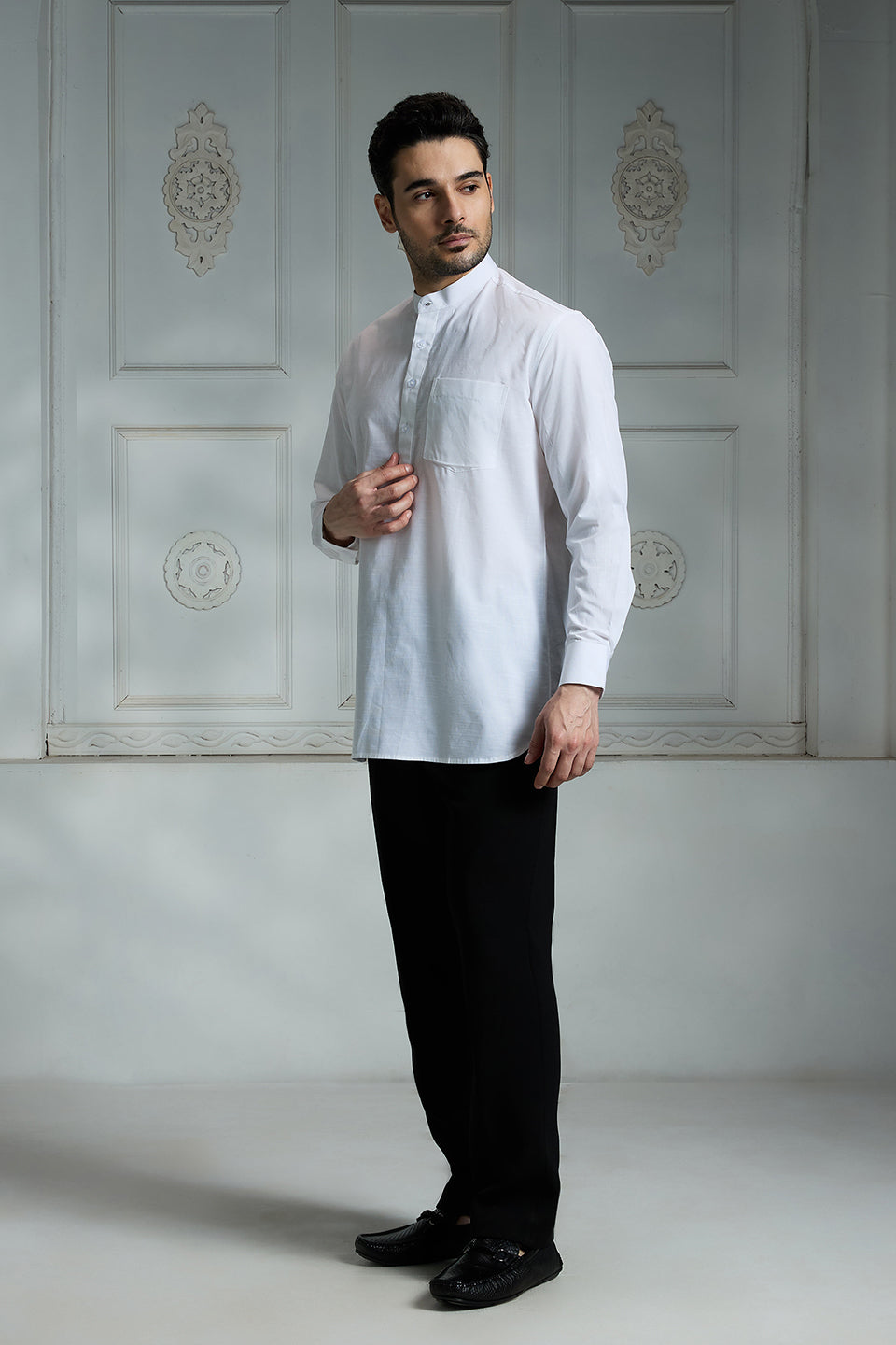 White Kurta Style Shirt