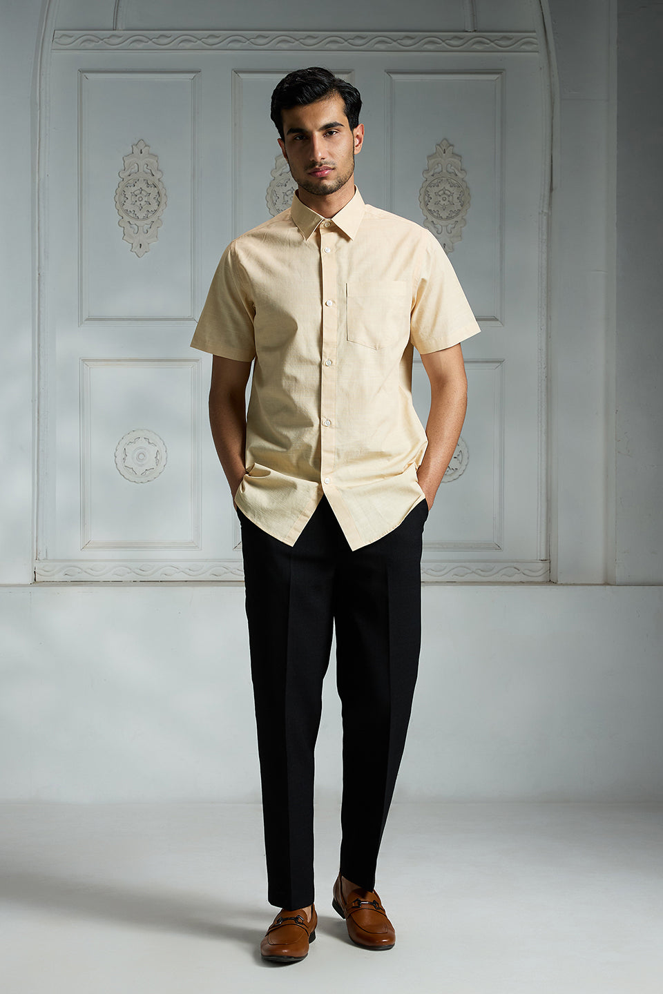 Beige Solid Shirt