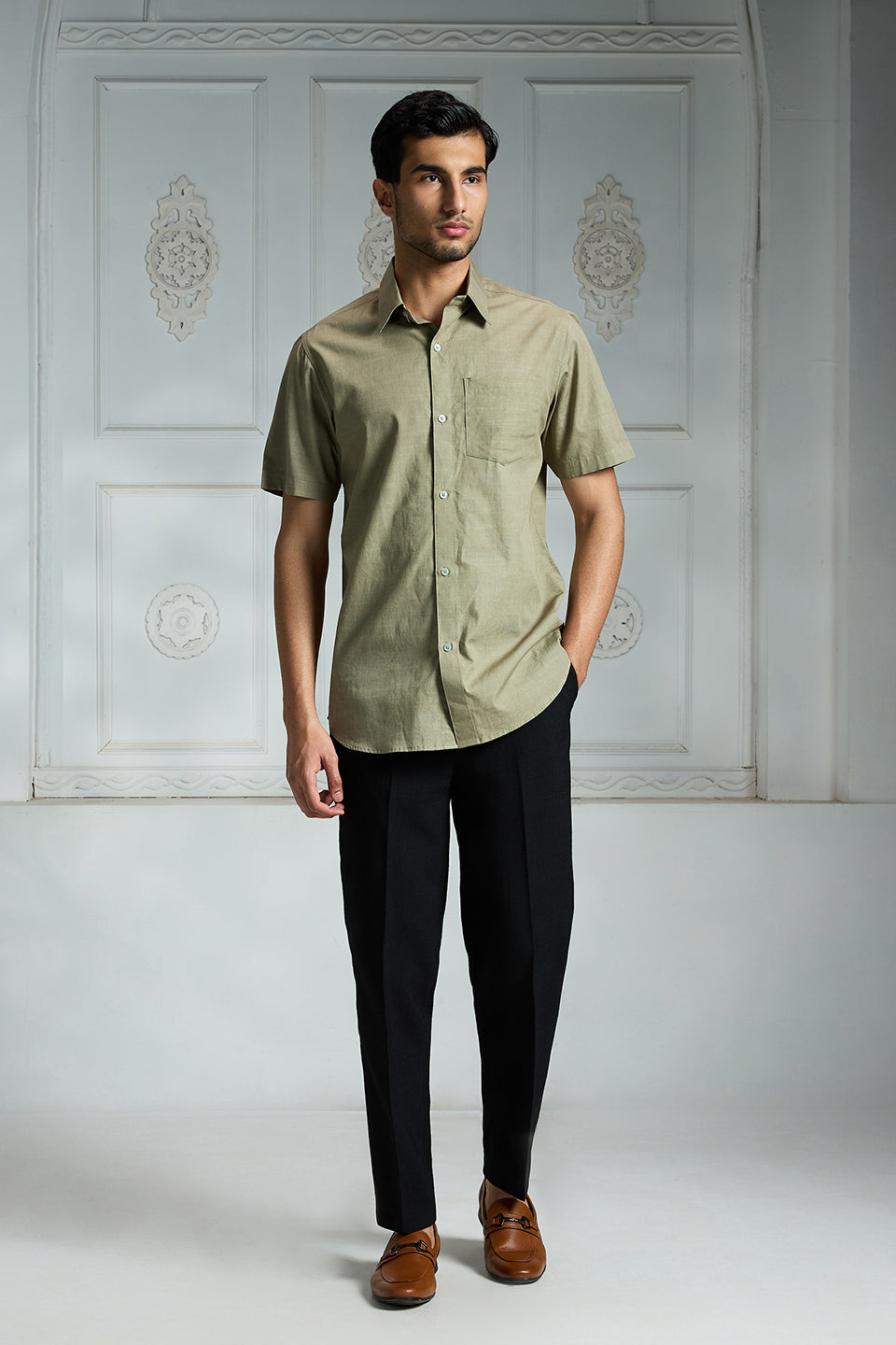 Green Casual Regular Fit Shirt