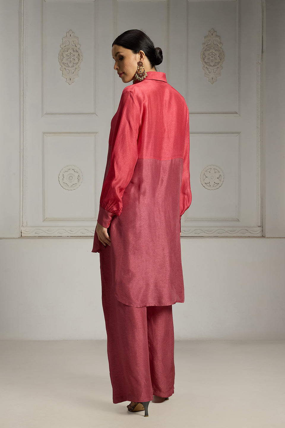 Pink Colour Blocked Tunic Set