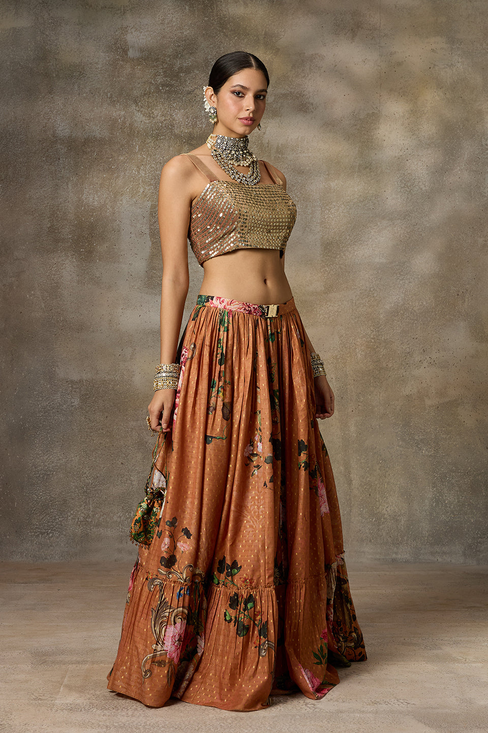 Rust and Gold Lehenga Set