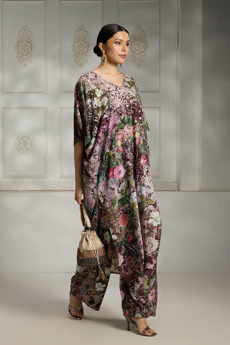 Maroon Printed Tunic Set