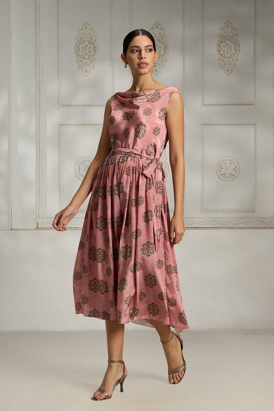 Cowl Neck Printed Dress
