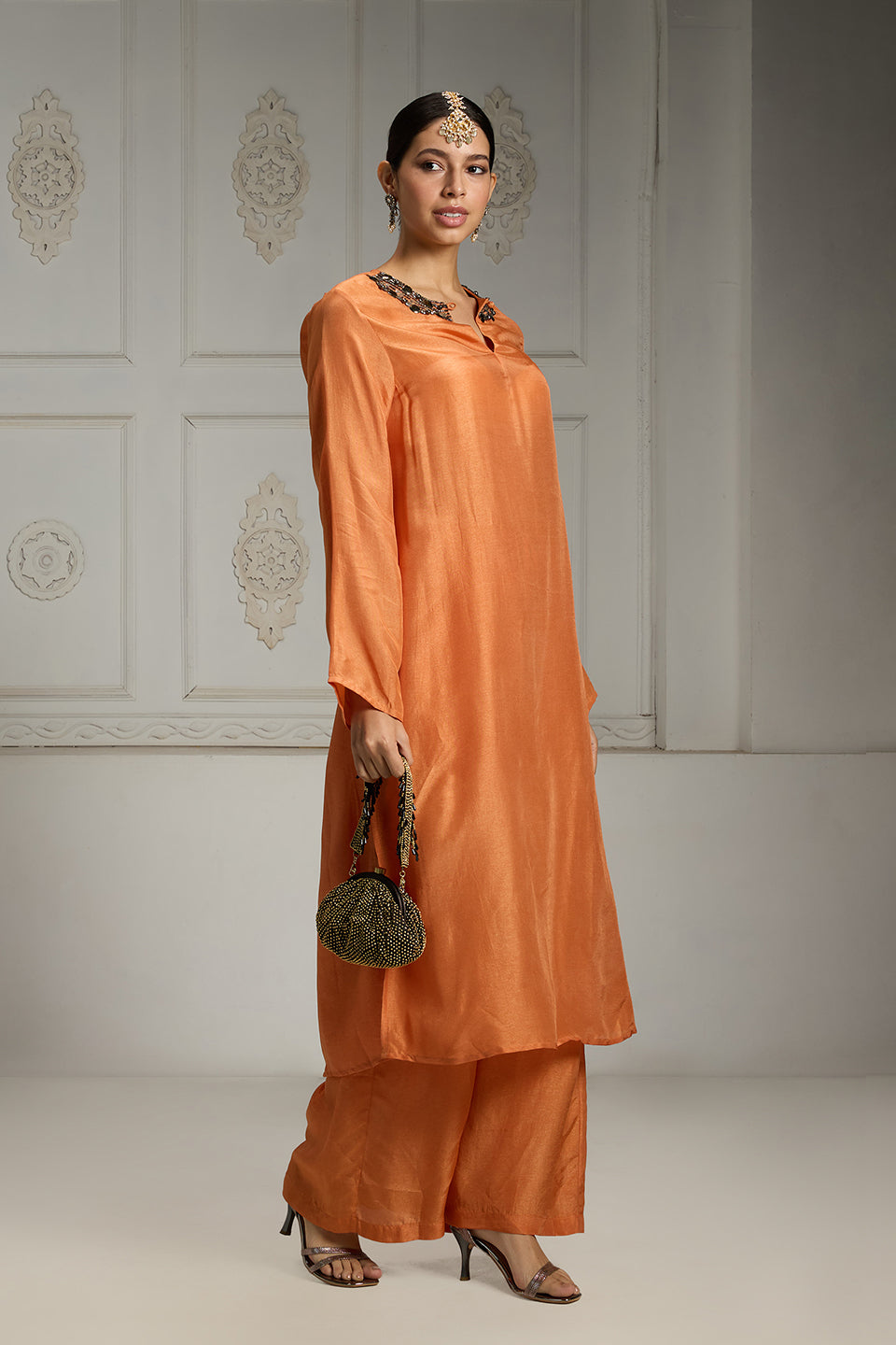 Orange Solid Tunic Set