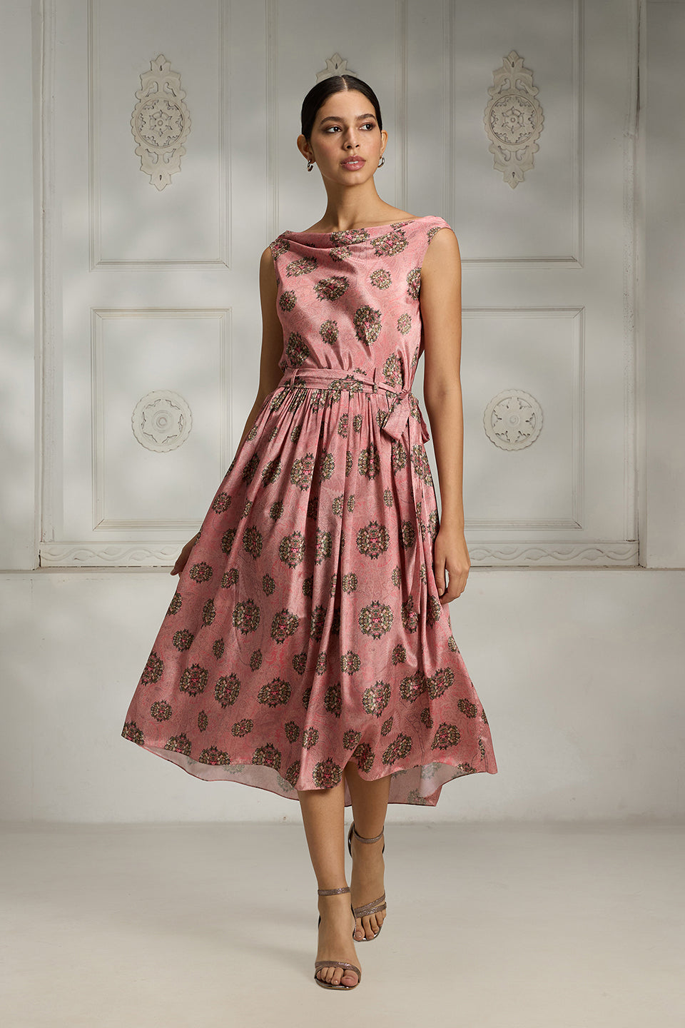 Cowl Neck Printed Dress