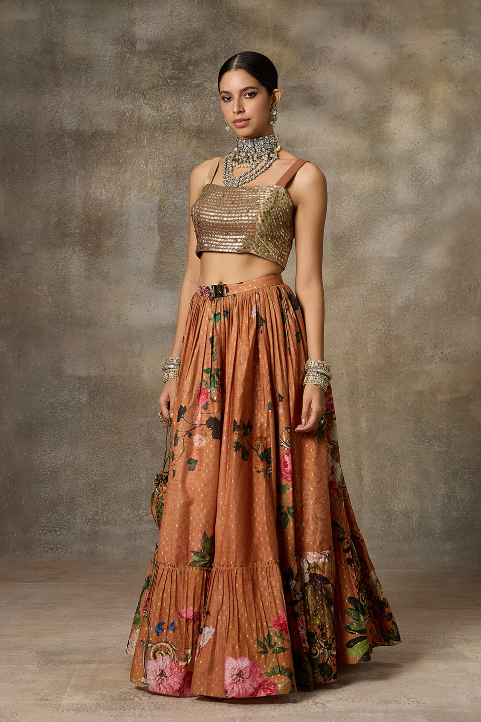 Rust and Gold Lehenga Set