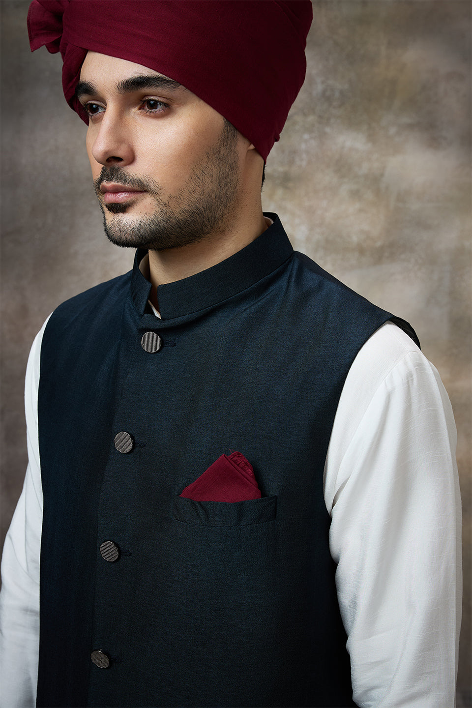 Solid Navy Blue Koti Kurta Set