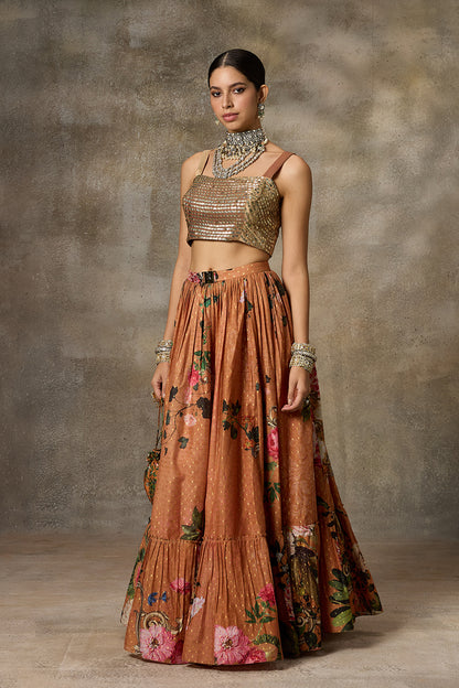 Rust and Gold Lehenga Set